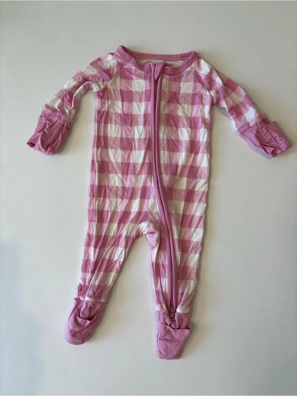 Little Sleepies Pink and White Gingham Zippy Newborn